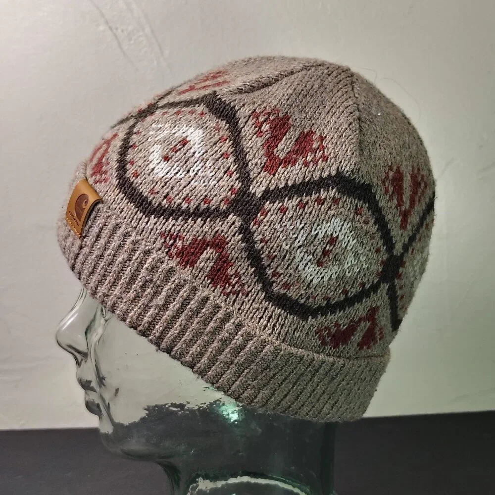 Carhartt Womens Springvale Beanie Hat Cap Desert Heather Knit Cuff Fair‎ Isle